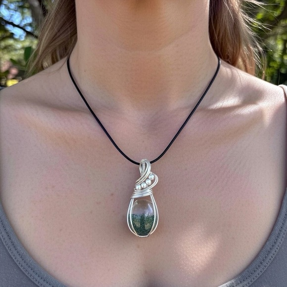 Artisan Silver and Garden Quartz Teardrop Necklace